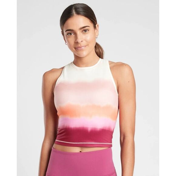 Athleta Tops - Athleta Shanti Tie Dye Sea Spray Crop Tank Racer Back Size S Fitted Workout